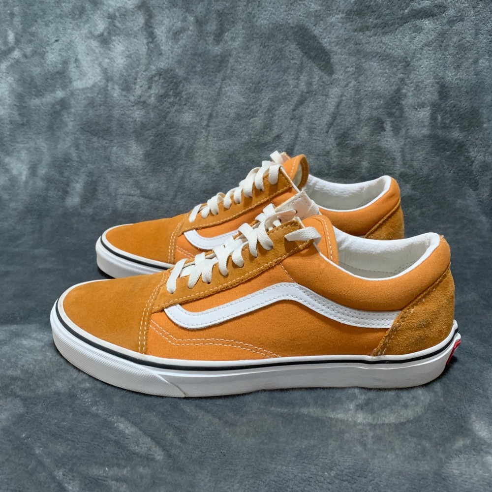 Vans Sneakers Mens 9 Old Skool Orange Suede Canvas Low Top Skate Shoes